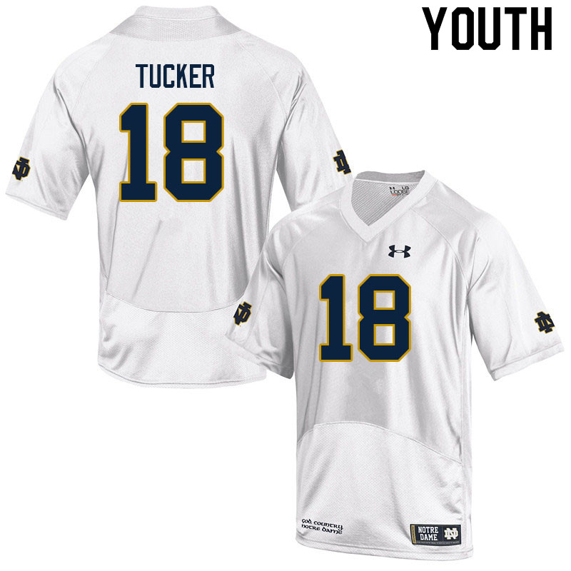 Youth #18 Chance Tucker Notre Dame Fighting Irish College Football Jerseys Sale-White